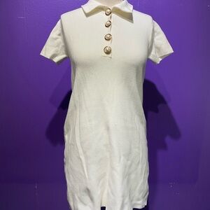 Zara Cream Knit Top with Gold Accents